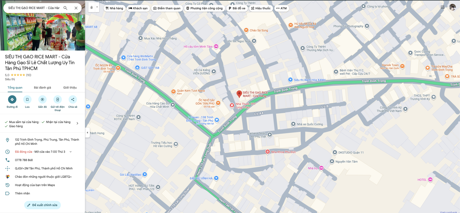  Trong đời sống của người Việt, hạt gạo không chỉ là thực phẩm thiết yếu mà còn gắn liền với bữa cơm gia đình, sức khỏe và sự gắn kết giữa các thế hệ. Xuất phát từ sự trăn trở đó, GẠO RICEMART được thành lập với mong muốn mang đến cho người tiêu dùng những loại gạo tươi – sạch – chuẩn chất lượng, góp phần nâng cao chất lượng bữa ăn và đảm bảo an toàn cho sức khỏe lâu dài.  Lý Do GẠO RICEMART Ra Đời Trong quá trình tìm hiểu thị trường, chúng tôi nhận thấy rằng nhiều gia đình hiện nay gặp khó khăn khi lựa chọn gạo ăn hằng ngày. Trên thị trường tồn tại không ít loại gạo bị pha trộn, tồn kho lâu ngày hoặc không rõ nguồn gốc, ảnh hưởng trực tiếp đến chất lượng bữa cơm và sức khỏe người sử dụng.  Chính vì vậy, GẠO RICEMART ra đời với định hướng trở thành siêu thị gạo chuyên biệt, nơi khách hàng có thể dễ dàng chọn được loại gạo phù hợp với khẩu vị, nhu cầu sử dụng và ngân sách, đồng thời hoàn toàn yên tâm về nguồn gốc và chất lượng sản phẩm.    Tại Sao GẠO RICEMART Chọn Quận Tân Phú? Quận Tân Phú là khu vực có mật độ dân cư cao, tập trung nhiều hộ gia đình, khu dân cư lâu năm, quán ăn và bếp ăn tập thể. Nhu cầu sử dụng gạo ngon, gạo ăn hằng ngày tại đây luôn ổn định và có xu hướng tăng theo thời gian.  Nhận thấy tiềm năng đó, GẠO RICEMART đã lựa chọn Tân Phú làm nơi phát triển cơ sở đầu tiên, với mong muốn phục vụ trực tiếp cộng đồng dân cư trong khu vực, đồng thời tạo điều kiện thuận tiện để khách hàng mua gạo trực tiếp hoặc đặt giao tận nhà nhanh chóng.  Vị trí tại 132 Trịnh Đình Trọng, Quận Tân Phú, TP.HCM giúp Rice Mart dễ dàng tiếp cận khách hàng ở các phường lân cận như Tân Quý, Phú Thạnh, Sơn Kỳ, Hòa Thạnh và các quận xung quanh.  Quá Trình Hoạt Động Và Kinh Nghiệm Trong Lĩnh Vực Gạo Với nhiều năm hoạt động trong lĩnh vực phân phối và cung cấp các loại gạo trên thị trường, GẠO RICEMART không ngừng học hỏi, cải tiến quy trình nhập hàng và bảo quản gạo nhằm giữ trọn độ tươi, độ dẻo và hương vị tự nhiên của từng loại gạo.  Chúng tôi hợp tác với các vùng lúa uy tín như Đồng Tháp, An Giang, Sóc Trăng – nơi nổi tiếng với các giống gạo chất lượng cao. Mỗi lô gạo nhập về đều được kiểm tra kỹ lưỡng, đảm bảo đúng chủng loại, không pha trộn, không chất bảo quản.  Các Dòng Sản Phẩm Gạo Tại GẠO RICEMART Tại GẠO RICEMART Quận Tân Phú, khách hàng có thể dễ dàng lựa chọn nhiều dòng gạo phù hợp với từng nhu cầu sử dụng:  Gạo ăn hằng ngày: Dẻo vừa, cơm mềm, phù hợp cho gia đình. Gạo thơm: Hạt dài, mùi thơm tự nhiên, dễ ăn. Gạo ST25, ST24: Vị ngọt, dẻo ngon, được nhiều gia đình tin dùng. Gạo cho quán ăn – nhà hàng: Chất lượng ổn định, giá hợp lý. Giá Trị Cốt Lõi GẠO RICEMART Hướng Đến GẠO RICEMART không chỉ đơn thuần là nơi bán gạo mà còn hướng đến xây dựng niềm tin lâu dài với khách hàng thông qua các giá trị:  Minh bạch về nguồn gốc và chất lượng gạo Tư vấn tận tâm, đúng nhu cầu khách hàng Giữ ổn định chất lượng qua từng lần mua Lấy sức khỏe người tiêu dùng làm trọng tâm Cam Kết Khi Mua Gạo Tại GẠO RICEMART Khi lựa chọn GẠO RICEMART, khách hàng hoàn toàn có thể yên tâm với các cam kết:  Gạo đúng loại – đúng chất lượng đã tư vấn Không pha trộn, không chất bảo quản Giá bán hợp lý, minh bạch Hỗ trợ giao gạo nhanh tại Quận Tân Phú Thông Tin Liên Hệ GẠO RICEMART 📍 Địa chỉ: 132 Trịnh Đình Trọng, Phường Tân Phú, TP.HCM 📞 Hotline: 0778 788 868 📱 Facebook: Gạo - Rice Mart 📧 Email: nguyennhannhatphu@gmail.com 🌐 Website: gaoricemart.vn ⏰ Giờ mở cửa: 07:00 – 22:00  Với phương châm “Dễ chọn gạo – Ăn gạo ngon – Sử dụng an toàn”, GẠO RICEMART mong muốn trở thành địa chỉ mua gạo uy tín, đồng hành lâu dài cùng bữa cơm của mọi gia đình tại Quận Tân Phú và TP.HCM.